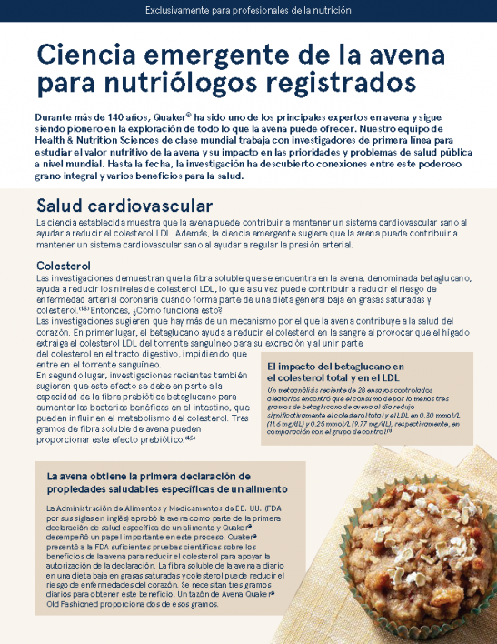 Ciencia emergente de la avena para nutriólogos/dietistas registrados |  PepsiCo HealthandNutrition