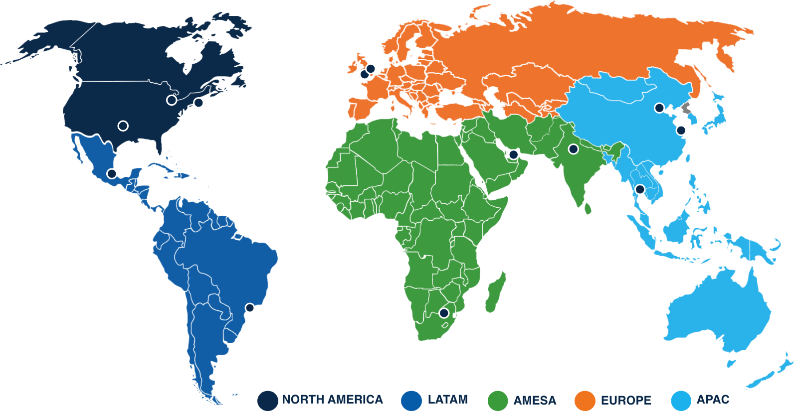 World Map Showing PepsiCo HNS Locations